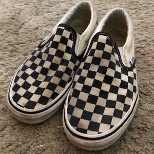 Checkered slip on vans